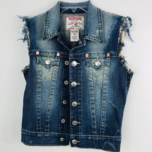 True Religion Denim Vest Cut Off Sleeve 